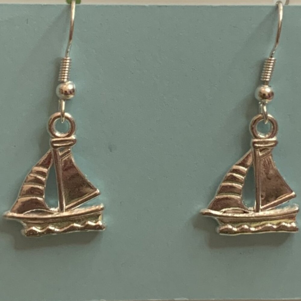 Sailboat Earrings, Boat Earrings, Nautical Jewelry, Gift Idea, Sailing Earring